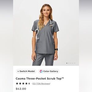 Figs Casma Three-Pocket Scrub Top - Graphite XS